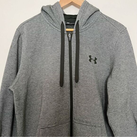 Under Armour Hoodie Sweatshirt Mens Size L Gray Coldgear Full Zip Fleece Jacket - Picture 2 of 12